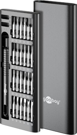 Набір викруток Goobay 48-в-1: портативний міні-інструмент з прецизійними бітами для Macbook, Laptop, PS4/PS5, iPhone, окулярів, годинників, Nintendo Switch, Xbox, PC – 77835