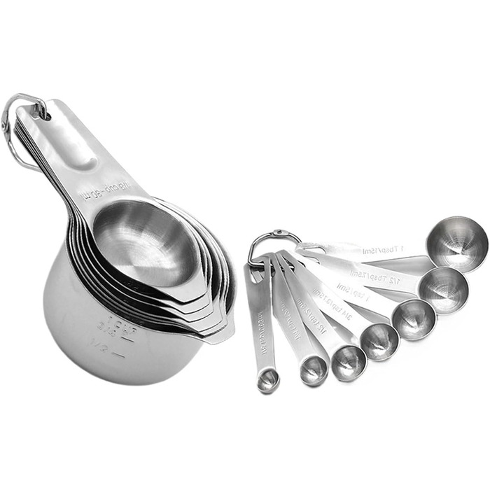 Measuring Spoon Set - Set of measuring cups and spoons – Premium measuring cups and spoons made of stainless steel for dry and liquid ingredients (Color : E)