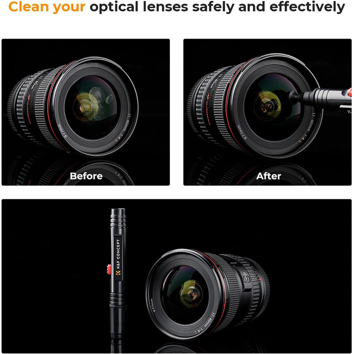 Набір для чищення об'єктивів K&F Concept: м'який пензлик для чищення цифрових камер, лінз, фільтрів та оптики
