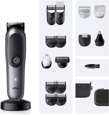 Braun Series 7 All-in-One AIO7545 – Триммер для бороди, волосся та тіла 18-в-1, сірий