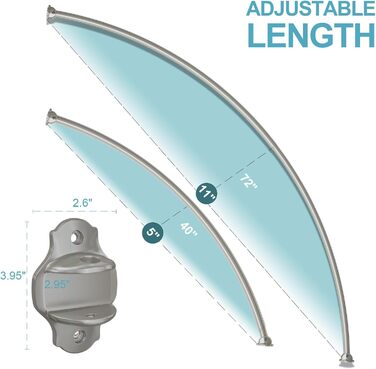 Вигнута регульована штанга для душової завіси, 101,6–182,9 см, нержавіюча сталь, розширювана, алюміній, кругла, міцна, для ванної/душової кімнати, монтаж з свердлінням, хром