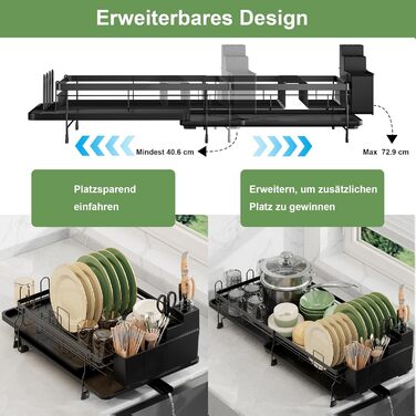 Підставка для посуду ROTTOGOON 2-рівнева з нержавіючої сталі, чорна, для кухонної стільниці