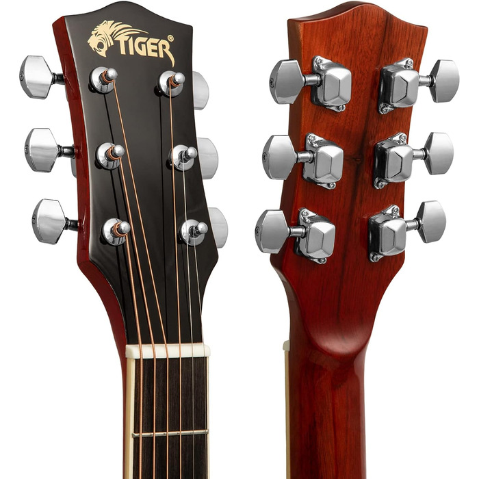 Електроакустична гітара TIGER ACG4-WH 4/4 для початківців з вбудованим 3-смуговим EQ, Gigbag, ремінь та запасні струни, білий колір