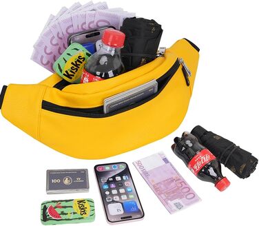 Сумка на пояс для чоловіків та жінок з PU шкіри, поясна сумка, спортивна сумка-шоппер, сумка на стегно для подорожей, піших прогулянок, тренувань з собакою та активного відпочинку на природі (Жовта)
