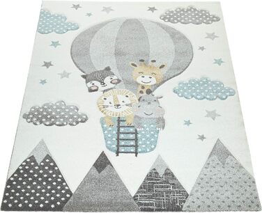 Paco Home Rug Children's Room Boy Girl Children's Rug Play Rug Short Pile Rainbow Farm Unicorn Butterfly Bunny, Size: Ø 120 cm Round