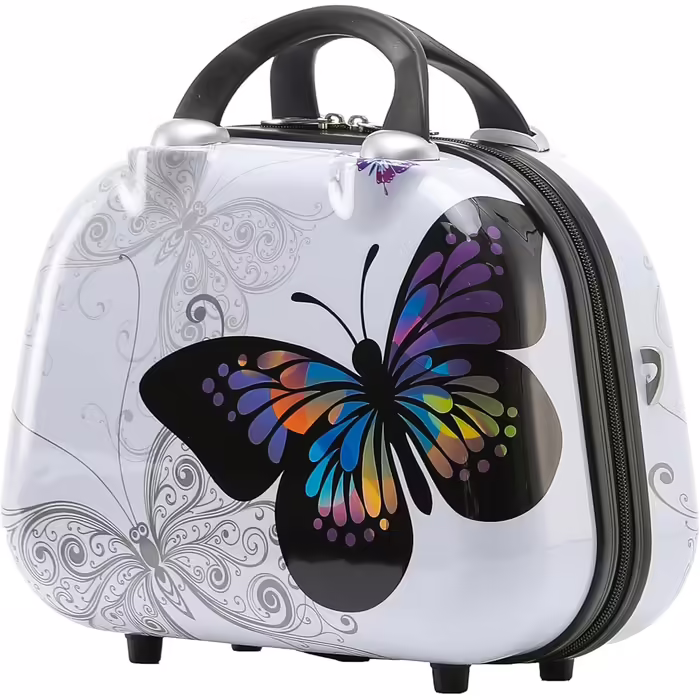 Набір валіз BEIBYE Butterfly 2060 з TSA-замком, 4 штуки: жорсткий пластиковий чемодан на колесах, ручна поклажа та б'ютікейс (XL 75 см + S б'ютікейс)
