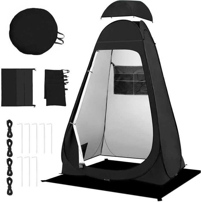 Brian & Dany Pop Up Camping Shower Tent - Portable Changing Tent with Rainfly & Windows - Outdoor Privacy Shelter, UPF 50+ Waterproof, 120x120x190cm