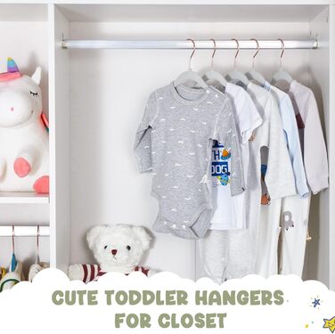 HOUSE DAY Набір дитячих плечистих вішалок, 60 шт., преміум-якість, сірі. Ультратонкі, неслизькі вішалки для дитячого гардеробу, 35,6 см.