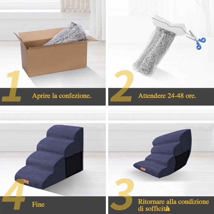 Сходинка для собак Masthome з 4 сходинками: зручна та безпечна для маленьких собак та цуценят. Легка, з антиковзким покриттям та знімною, пральною наволочкою для диванів та ліжок.