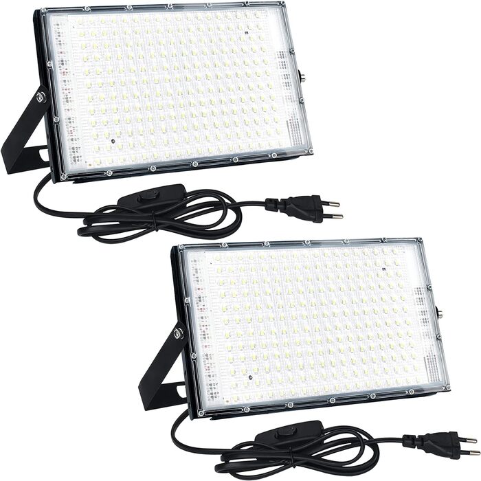 LED Floodlights 150W 2-Pack, Outdoor LED Floodlights, Super Bright 15000LM Outdoor Spotlights, 6500K Cool White LED Floodlights with IP65 Waterproof for Garden, Garage, Sports Field, Terraces