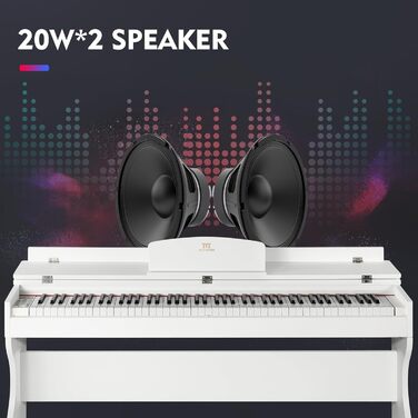 MUSTAR E-Piano 88 клавіш з табуретом, цифрове піаніно, електричне піаніно з підставкою, 3 педалі, 2 роз'єми для навушників, LCD-дисплей, USB/MIDI, піаніно для початківців, чорний колір