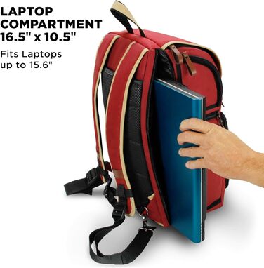 GOgroove Рюкзак для камери: DSLR рюкзак для подорожей, з відділенням для ноутбука та штатива, вологостійкий, червоний