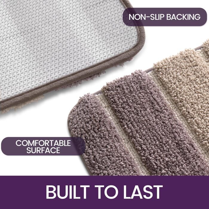 Non-Slip Bathroom Rug - Absorbent Bath Mat 60 x 110 cm - Washable Soft Bath Mat for Bathroom (2-Pack 40 x 60 cm, Beige)