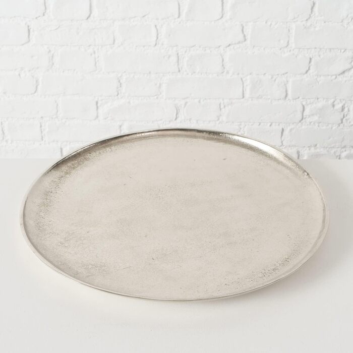 Decorative Tray, Nickel-Plated Silver, Ø 42 cm