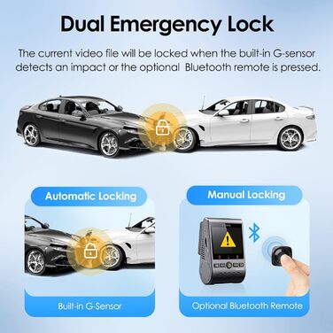 Відеореєстратор VIOFO A129 Plus Duo з двома камерами, GPS, WiFi, 2K (1440P) та 1080P, запис спереду та ззаду, моніторинг через додаток, G-сенсор, режим паркування, надсилання у випадку надзвичайної ситуації, Superkondensator