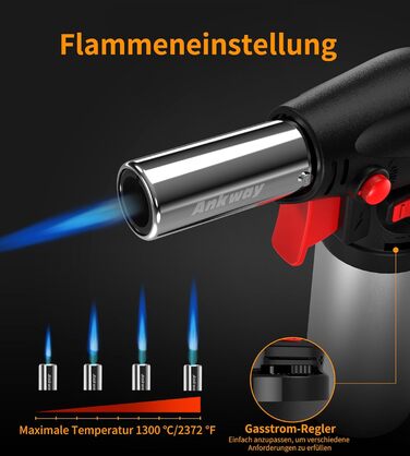 Пальник Бусен для приготування крем-брюле, приготування їжі, кемпінгу, кулінарії та хобі, сріблястий (бутан не входить до комплекту)