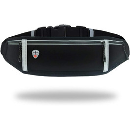 Пояс для бігу з водонепроникним регульованим гумовим ремінцем, піткостійкі кишені на стегнах великої місткості, ідеально підходить для бігу та активного відпочинку (New Schwarz)