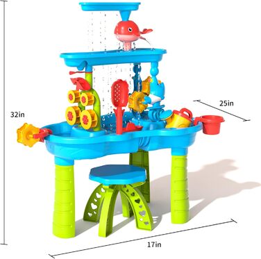 Doloowee Water Table for Kids, Sand and Water Table Outdoor Toy Garden Toy Summer Water Toy for Kids 3 4 5 6 7 8 years old