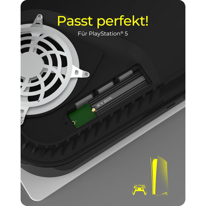 Охолоджувач для M.2 SSD ICY BOX, 10 мм, з алюмінію, 3x термопад, чорний (2280, без вентилятора)