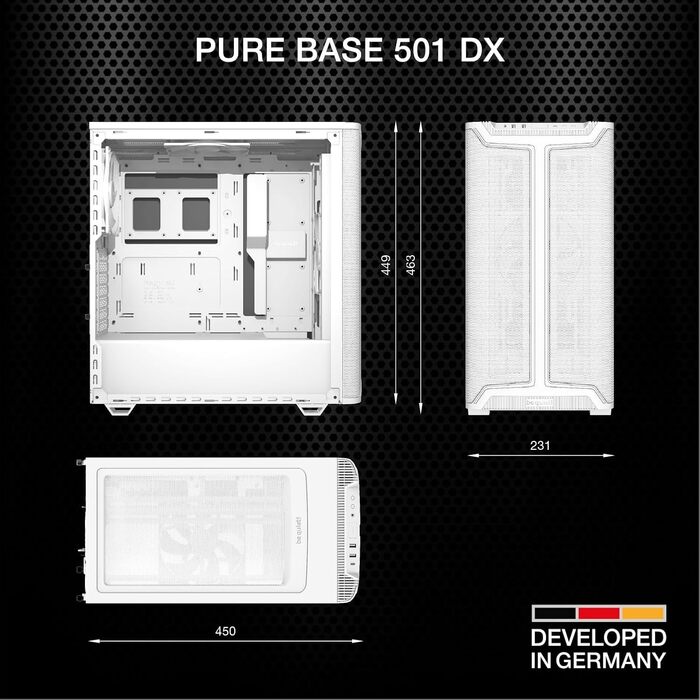 be quiet! Pure Base 501 DX White - корпус ПК з 3 вентиляторами Pure Wings 3 140mm PWM, високий статичний тиск, ARGB-підсвітка