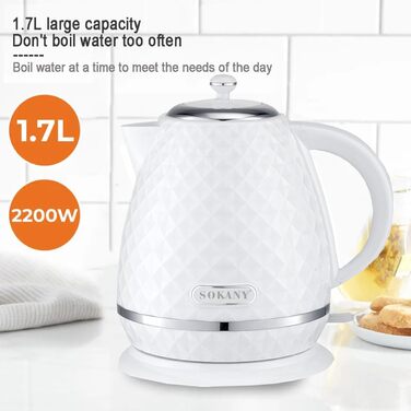 Електричний чайник SOKANY SK-1032, 2200W, 1.7L, з фільтром від накипу, автовимкненням, індикатором рівня води, поворотним підставою, чорний