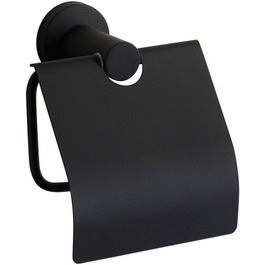 CASEWIND Toilet Paper Holder Black, Toilet Roll Holder with Lid, Antique Toilet Paper Holder with Drill Wall Mount Stainless Steel Matte for WC Nostalgia
