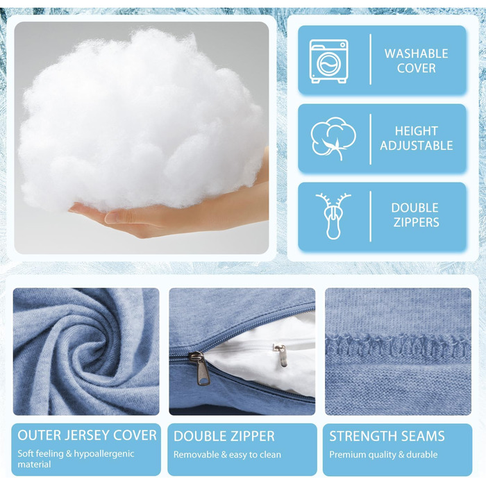 Подушка для вагітних Chilling Home J-подібної форми, подушка для тих, хто спить на боці, подушка для годування, велика подушка для підтримки, подушка для жінок та тих, хто спить на боці (Cooling Blue)