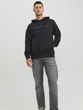 Чоловічий худі Jack & Jones JJestar JJ Sweat Hood, Relaxed Fit, чорний