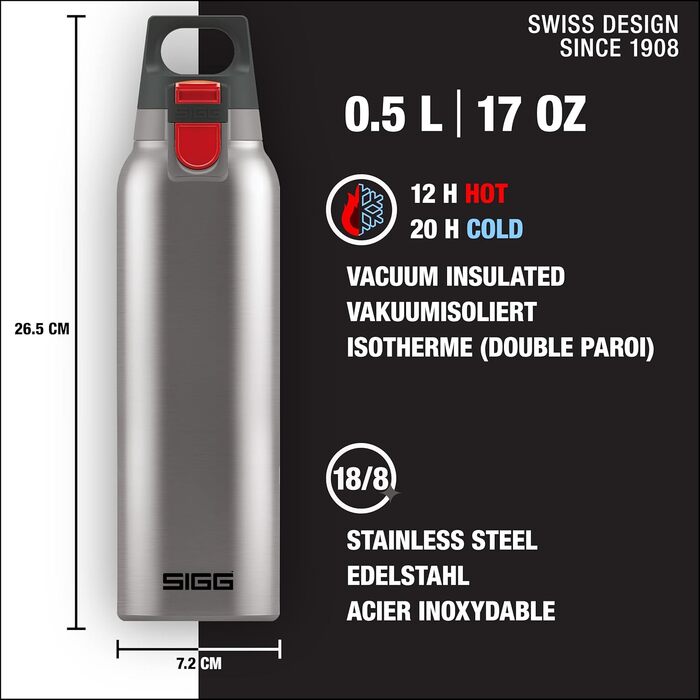SIGG Hot & Cold ONE Thermo Drinking Bottle, non-toxic and insulated stainless steel drinking bottle, one-handed operation outdoor thermo bottle