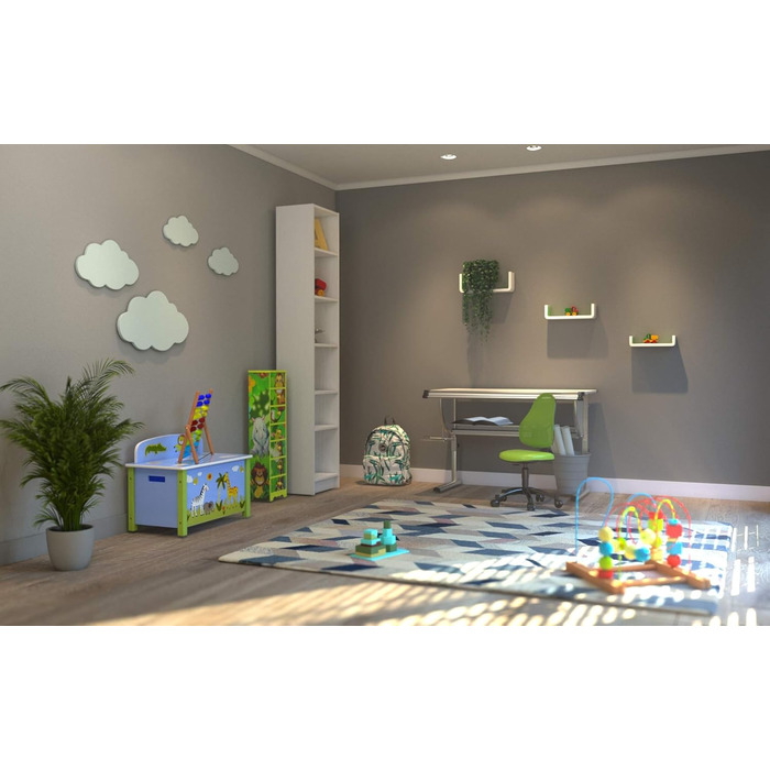 Велика дерев'яна ігрова скриня Liberty House Toys Safari з кришкою, синя, 49.5x68x39 см