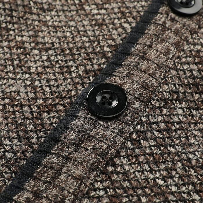 Чоловічий в'язаний кардиган Allthemen з V-подібним вирізом, з підкладкою та ґудзиками, велика в'язка, теплий перехідний жакет (4XL, Кофе)