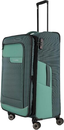 Travelite 4-Wheel Luggage Size L Softshell made from recycled material, Luggage Series VIIA: Trolley with expandable gusset + edge protection, 77 cm, 91-103 liters