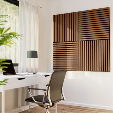 Акустичні настінні панелі HORI з ефектом дерева для шумоізоляції та декору, 60x60x1,8 см, Natural Oak (натуральний дуб, олійоване покриття)