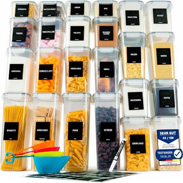 Набір контейнерів для зберігання Deco haus® 24 шт. з кришкою, чорний - Контейнери для кухні, зберігання продуктів, для борошна, макаронів, мюслі