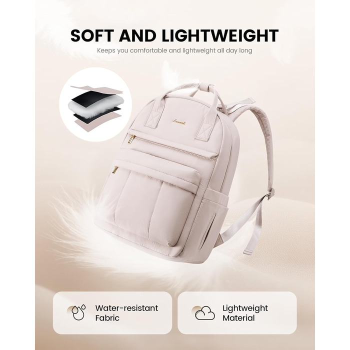 LOVEVOOK Рюкзак-переноска для мами та тата, рюкзак для підгузників з пеленальною підкладкою, сумісний з візком, великий, для подорожей, бежевий