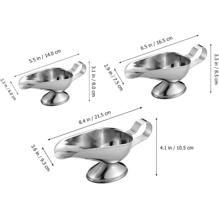 UPKOCH 3-Piece Stainless Steel Saucepan, Sauce Dish, Sauce Bowl, Sauce Pot, Sauce Jug, Small Milk Jug, Dessert Bowl, Sauce Bowl for Roasts, Juices, and Sauces