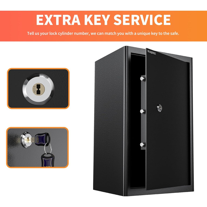 Сейф Safe Tresor WASJOYE з ключем для дому/офісу, 67л (25x35x25 см)