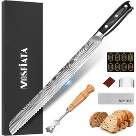 MOSFiATA Brotmesser 10 дюймів, хвилястий ніж для хліба, булочок та випічки - професійний ніж пекаря, для нарізання хліба, довгий ніж для хліба, ніж для булочок, елегантна подарункова упаковка