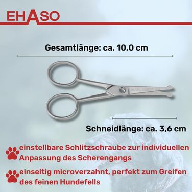 Ножиці для грумінгу собак EHASO Premium, 10 см, з круглою кінцівкою | Професійні ножиці для собак, точні та зручні | Підходять для всіх порід