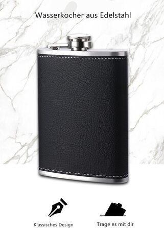 Фляга з воронкою та 4 маленькими чашками Zixrmor 1X304, 8oz/227мл, з нержавіючої сталі (чорна)