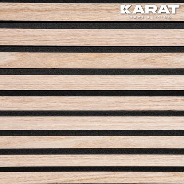 Акустичні настінні панелі KARAT з натурального шпона Білий дуб — декоративна рейкова стіна з дерева та фетру для шумоізоляції та звукопоглинання (275 x 27 см)