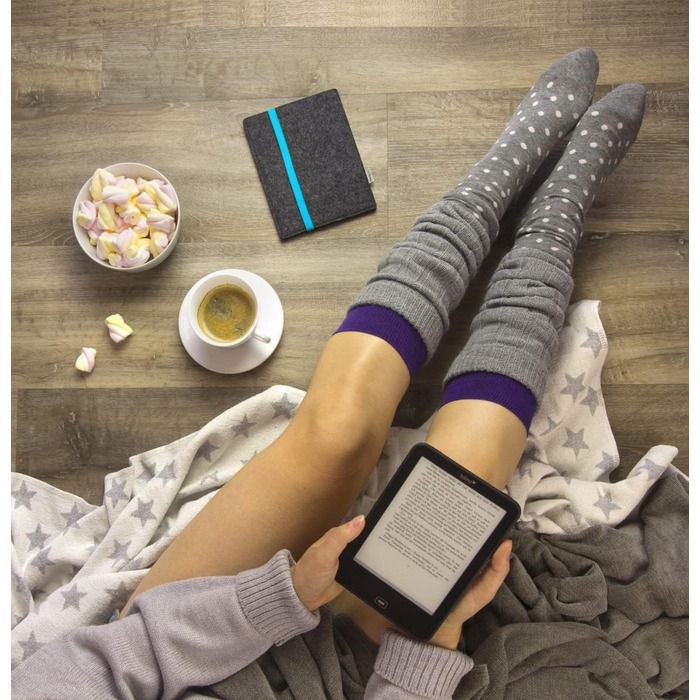 Чохол для Kindle Paperwhite 7 (Amazon) | Шкіряний чохол з ворсового фетру, Made in Germany (Антрацит - зелений)