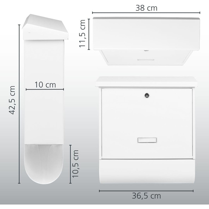 Поштовий ящик Burg-Wächter AMZ 2500 NI з газетницею та табличкою для імені, нержавіюча сталь, формат DIN C4, 2 ключі, білий