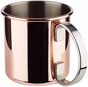 Moscow Mule - 2 x 500 ml Cocktail Cups, 27 cm Bar Spoon, 5cl Jigger & Black Lime Squeezer, food-safe, Cocktail Cup Set including Gift Box, (Polished Copper, 2 Pieces (1 Pack))