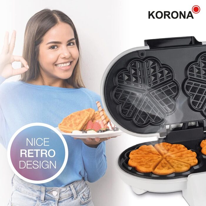 Вафельниця Korona Party 41020: автоматична, 1000 Вт, діаметр 18 см, червона