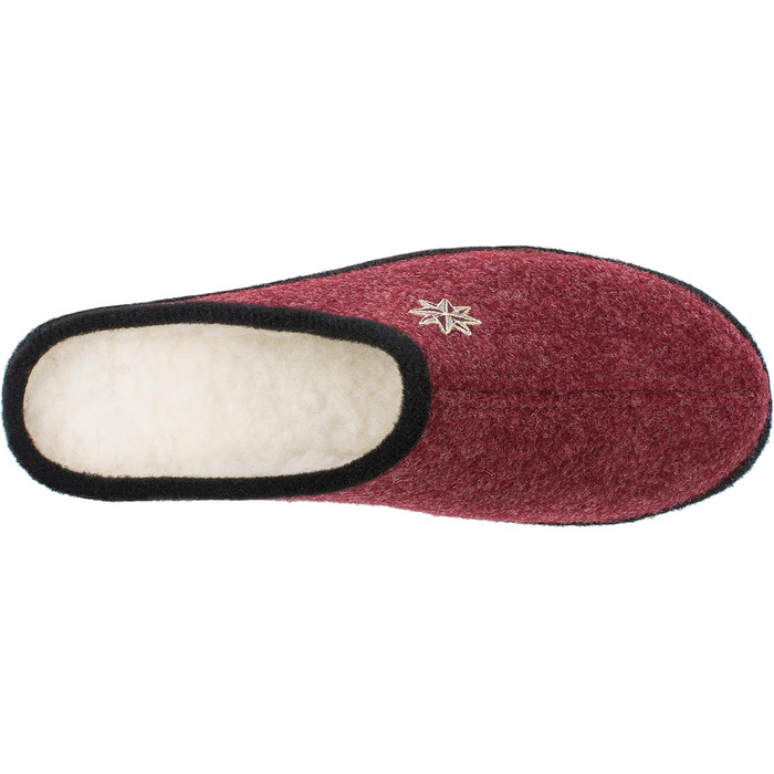 Жіночі фетрові домашні тапочки Schawos Lisa, теплі, з підкладкою з шерсті, з устілкою, міцна підошва, неслизькі, 39 EU, Бордовий