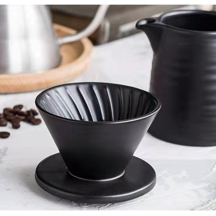 Порцеляновий кавовий фільтр 500 мл з чашкою, кавоварка pour over з керамічним кухлем, кавник з фільтром, багаторазовий кавовий дрипер, білий