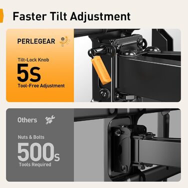 Кріплення для телевізора Perlegear: поворотне та нахильне, для телевізорів 32-85 дюймів, до 60 кг, VESA 600x400 мм, PGLF6