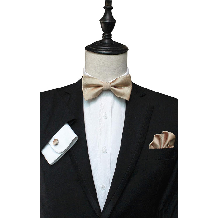 Набір краватка-метелик, нагрудна хустинка та запонки JEMYGINS (золотий)