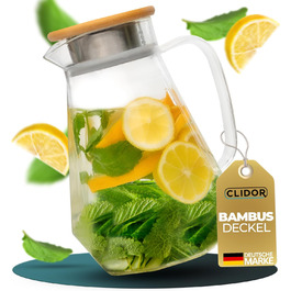 Water Carafe I 1.5 Liter I Reinforced Glass Thickness I Carafe Suitable for Hot & Cold Drinks I Drip-Free Spout I Modern Glass Carafe I Glass Teapot I Robust Glass Carafe with Lid